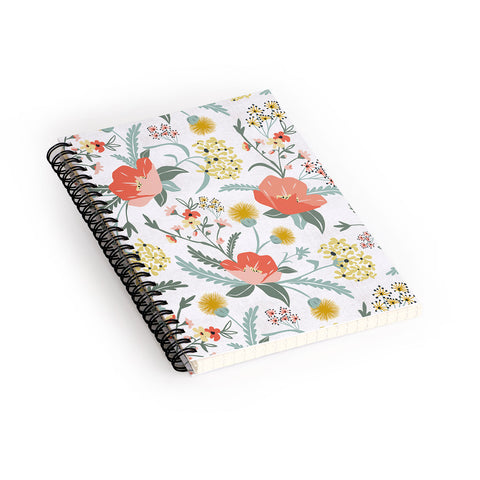 Heather Dutton Poppy Meadow White Spiral Notebook