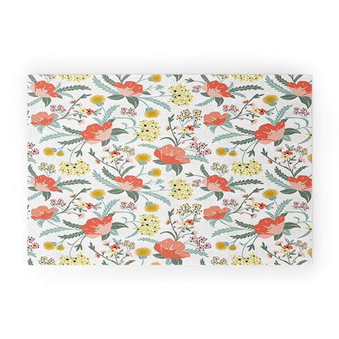 Heather Dutton Poppy Meadow White Welcome Mat