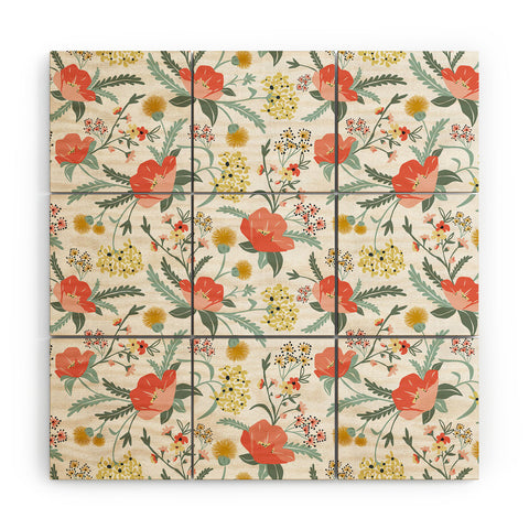 Heather Dutton Poppy Meadow White Wood Wall Mural