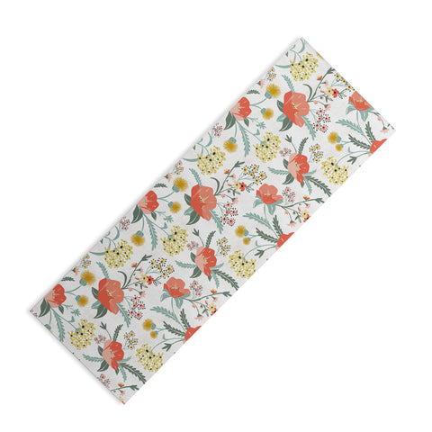 Heather Dutton Poppy Meadow White Yoga Mat