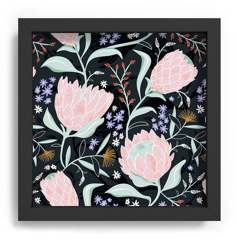 Heather Dutton Protea Field Midnight Blue Recessed Framing Square