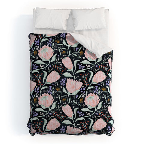 Heather Dutton Protea Field Midnight Blue Comforter