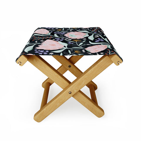 Heather Dutton Protea Field Midnight Blue Folding Stool