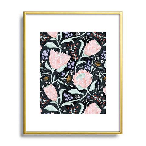 Heather Dutton Protea Field Midnight Blue Metal Framed Art Print