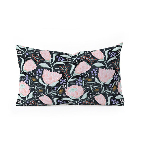 Heather Dutton Protea Field Midnight Blue Oblong Throw Pillow