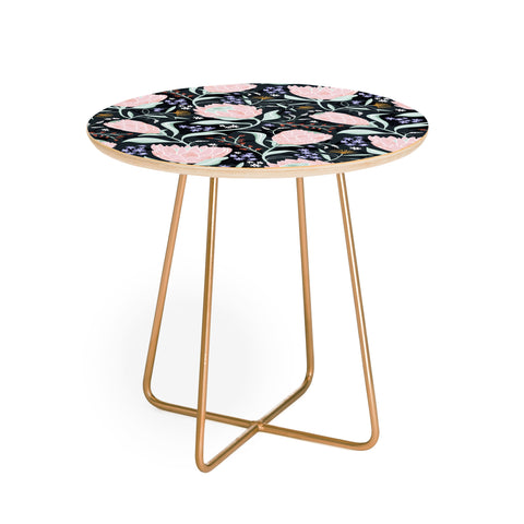 Heather Dutton Protea Field Midnight Blue Round Side Table