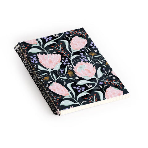 Heather Dutton Protea Field Midnight Blue Spiral Notebook