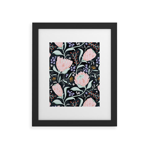 Heather Dutton Protea Field Midnight Blue Framed Art Print
