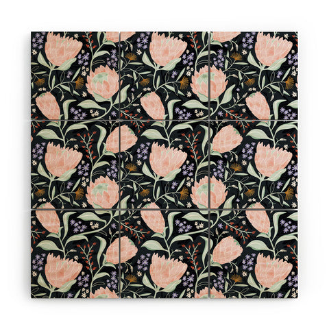 Heather Dutton Protea Field Midnight Blue Wood Wall Mural