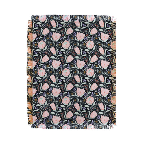 Heather Dutton Protea Field Midnight Blue Throw Blanket