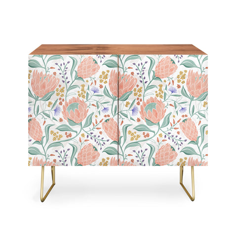 Heather Dutton Protea Field White Credenza
