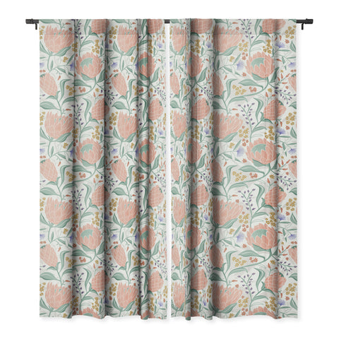Heather Dutton Protea Field White Blackout Window Curtain