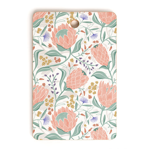 Heather Dutton Protea Field White Cutting Board Rectangle