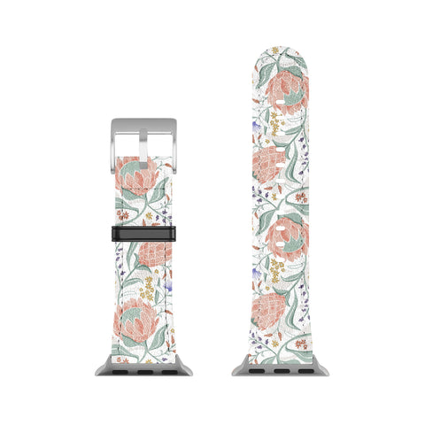 Heather Dutton Protea Field White Apple Watch Band