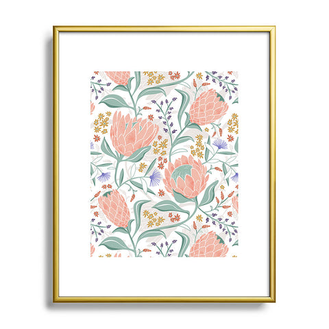 Heather Dutton Protea Field White Metal Framed Art Print