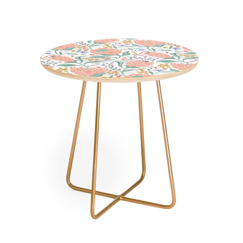Heather Dutton Protea Field White Round Side Table