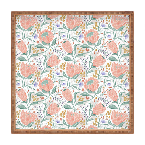 Heather Dutton Protea Field White Square Tray