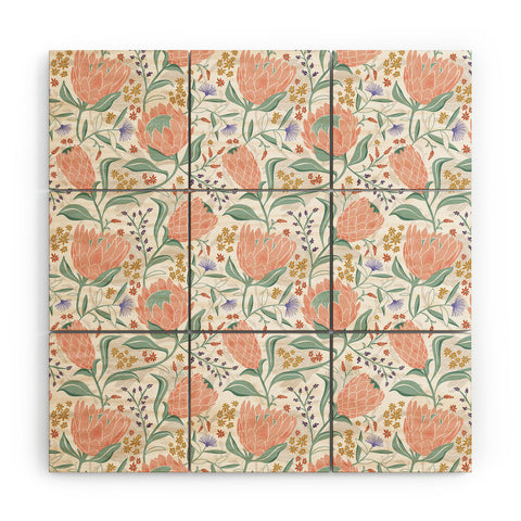 Heather Dutton Protea Field White Wood Wall Mural