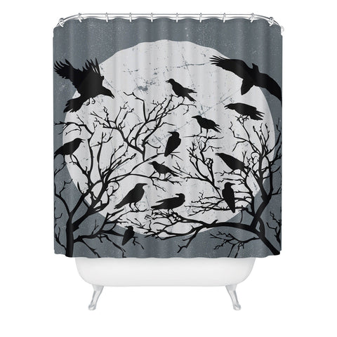 Heather Dutton Ravens Call Midnight Shower Curtain