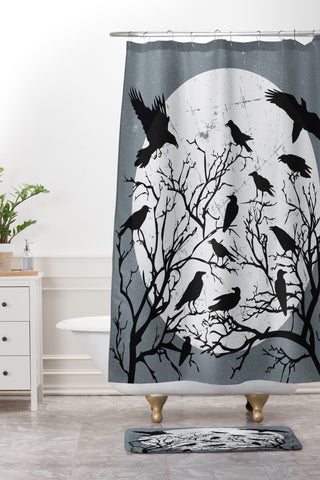 Heather Dutton Ravens Call Midnight Shower Curtain And Mat