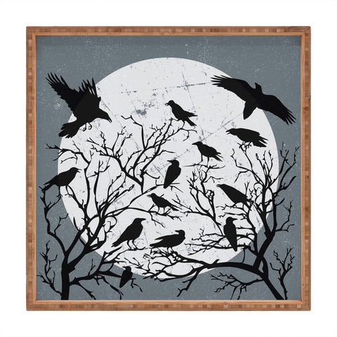 Heather Dutton Ravens Call Midnight Square Tray