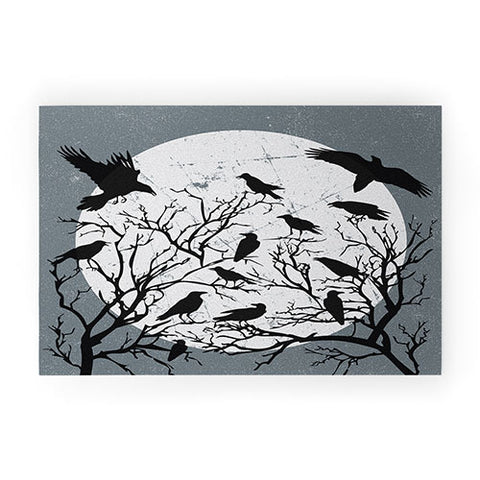 Heather Dutton Ravens Call Midnight Welcome Mat