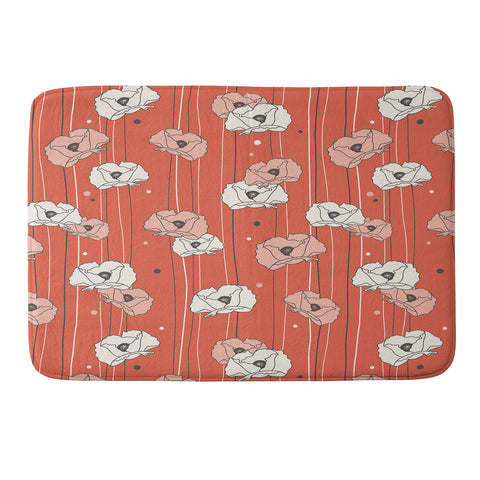 Heather Dutton Red Poppy Field 1 Memory Foam Bath Mat