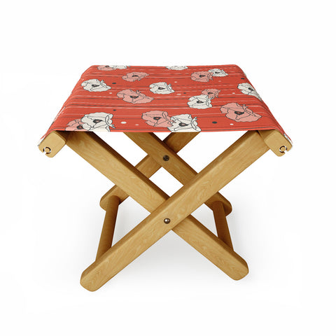 Heather Dutton Red Poppy Field 1 Folding Stool