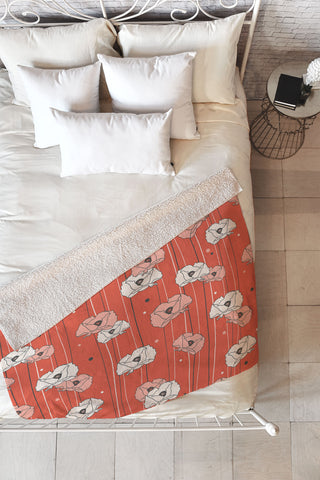 Heather Dutton Red Poppy Field 1 Fleece Throw Blanket