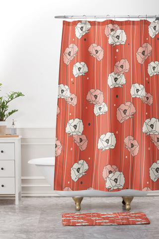 Heather Dutton Red Poppy Field 1 Shower Curtain And Mat