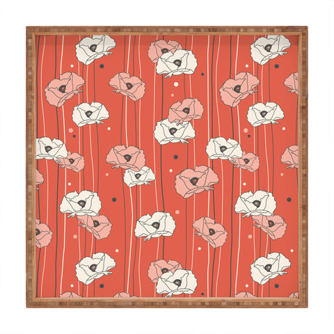 Heather Dutton Red Poppy Field 1 Square Tray