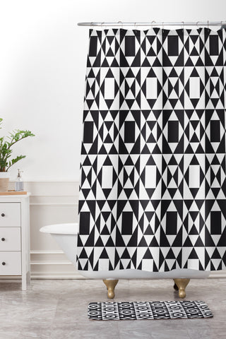 Heather Dutton Rhythm Black Shower Curtain And Mat