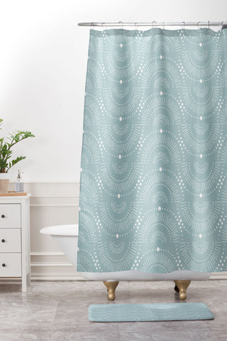 Heather Dutton Rise And Shine Mist Shower Curtain And Mat