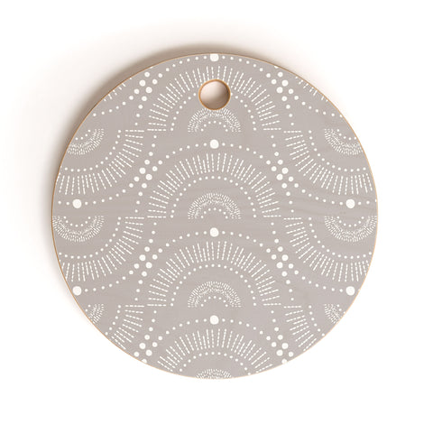 Heather Dutton Rise And Shine Taupe Cutting Board Round