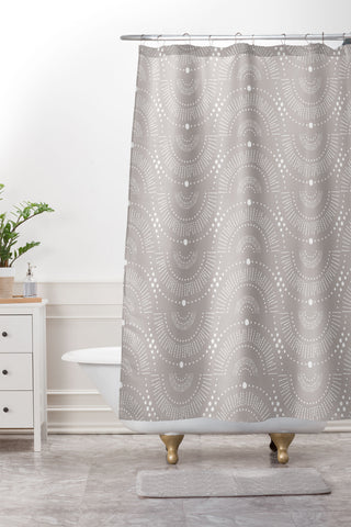Heather Dutton Rise And Shine Taupe Shower Curtain And Mat
