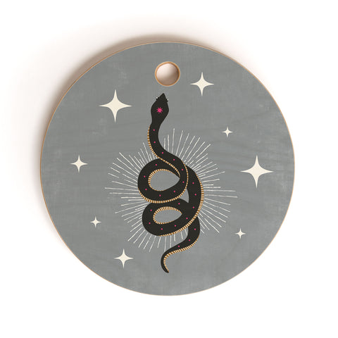 Heather Dutton Slither Gray Cutting Board Round