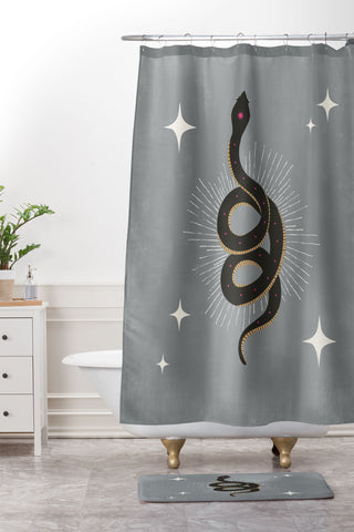Heather Dutton Slither Gray Shower Curtain And Mat