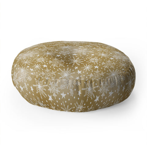 Heather Dutton Snow Squall Guilded Floor Pillow Round
