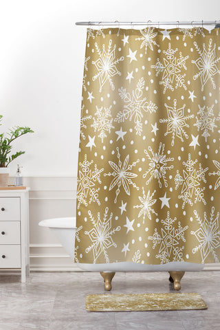 Heather Dutton Snow Squall Guilded Shower Curtain And Mat