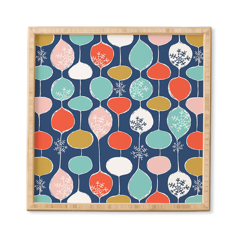 Heather Dutton Snowflake Holiday Bobble Chill Navy Framed Wall Art