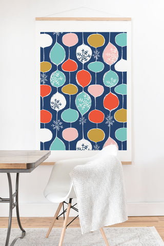 Heather Dutton Snowflake Holiday Bobble Chill Navy Art Print And Hanger