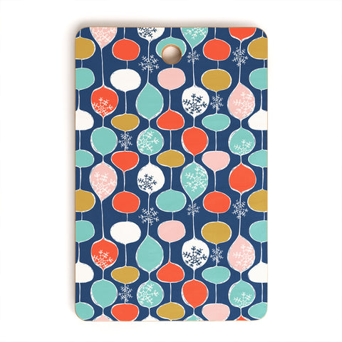 Heather Dutton Snowflake Holiday Bobble Chill Navy Cutting Board Rectangle