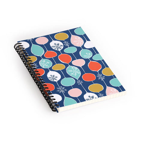 Heather Dutton Snowflake Holiday Bobble Chill Navy Spiral Notebook