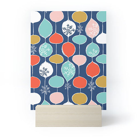 Heather Dutton Snowflake Holiday Bobble Chill Navy Mini Art Print