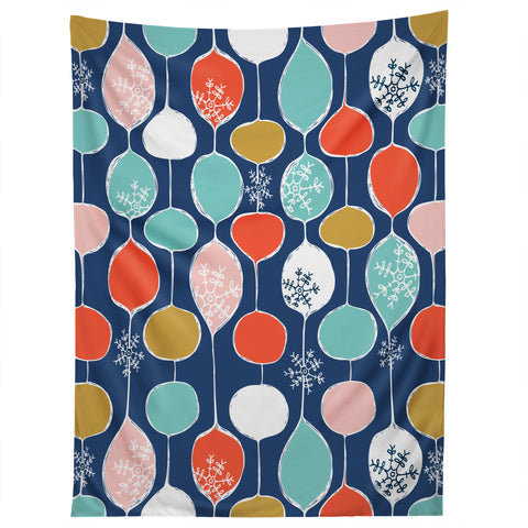 Heather Dutton Snowflake Holiday Bobble Chill Navy Tapestry