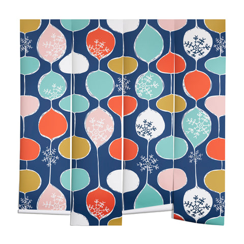 Heather Dutton Snowflake Holiday Bobble Chill Navy Wall Mural