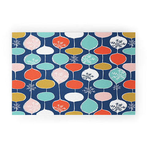 Heather Dutton Snowflake Holiday Bobble Chill Navy Welcome Mat