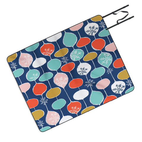 Heather Dutton Snowflake Holiday Bobble Chill Navy Picnic Blanket