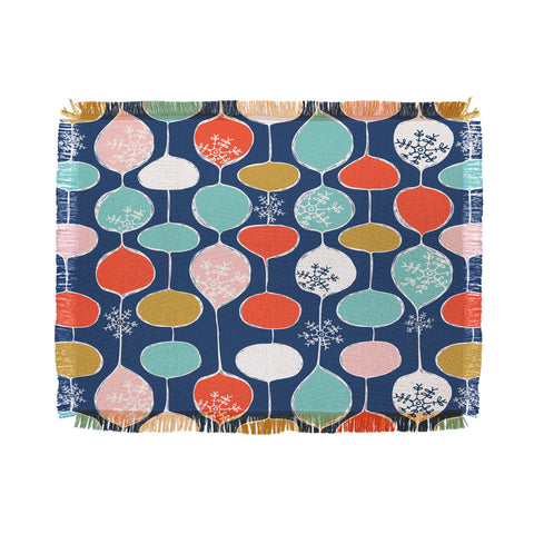 Heather Dutton Snowflake Holiday Bobble Chill Navy Throw Blanket