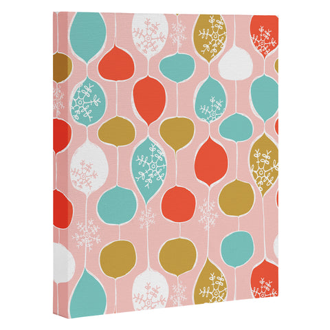 Heather Dutton Snowflake Holiday Bobble Chill Pink Art Canvas